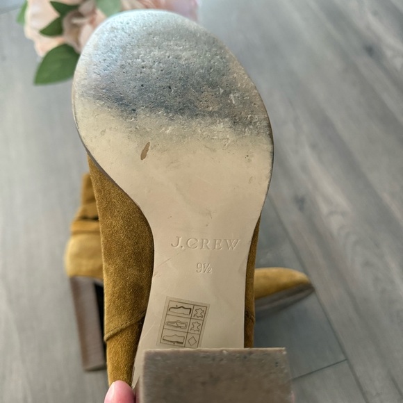 J. Crew Tan Brown Suede Leather Ankle Heel Booties - Picture 9 of 10